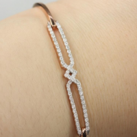 ready to ship 14kt rose gold double diamond pave link bracelet