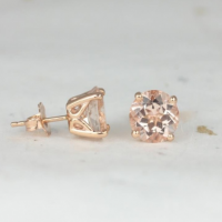 rosados box donna 8mm 14kt rose gold round morganite leaf gallery basket stud earrings