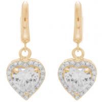 Yellow Gold Earrings with CZ - 14 K - ER402