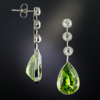 long peridot diamond drop earrings
