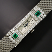 patek philippe/tiffany & co. art deco emerald and diamond watch