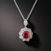 burmese ruby platinum diamond pendant