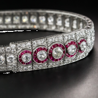 art deco platinum diamond and ruby bracelet