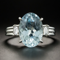 estate oval aquamarine platinum diamond ring