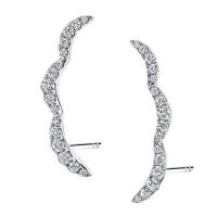 wave-shaped diamond ear climbers