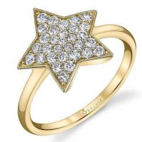 yellow gold diamond star ring