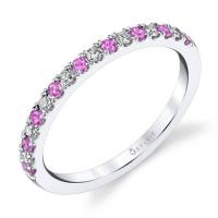 classic pink sapphire & diamond wedding band