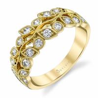 floral inspired yellow gold wedding band
