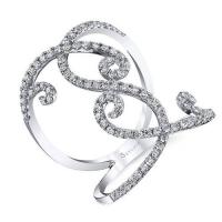 white gold diamond swirl fashion ring