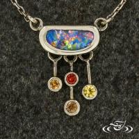opal and gemstone dangle pendant