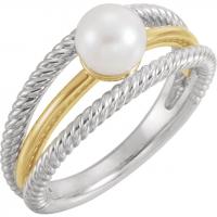 14K White & Yellow Freshwater Cultured Pearl Ring