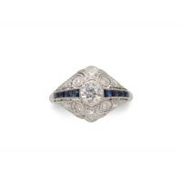 EPDCR133 Vintage Diamond and Sapphire Ring
