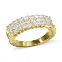 3-Row Yellow Gold and Diamond Ring