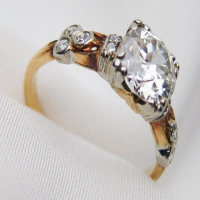 midcentury two-tone diamond engagement ring