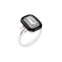 nikos koulis oui black enameled 18kt white gold & diamond ring