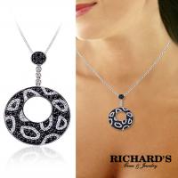 black and white diamond circle necklace