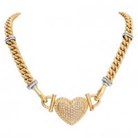 18k yellow gold necklace with removable diamond heart center.