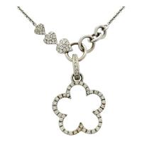 1.50ct round diamond 18k white gold flower & hearts drop necklace