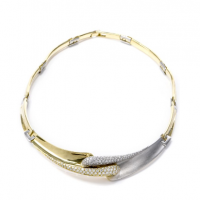 Estate Pave Diamond Gold Italian Choker Necklace