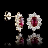 14k yellow gold ruby and diamond earrings