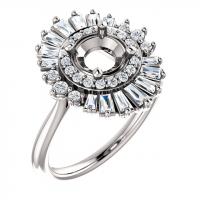 14K White 6.5mm Round 5/8 CTW Diamond Semi-set Engagement Ring