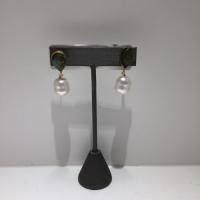 pearl drop earrings with stone