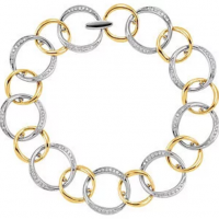 14k white & yellow 3/4 ctw diamond link bracelet