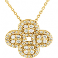 14K Yellow Gold 1/2 CTW Diamond Clover Necklace