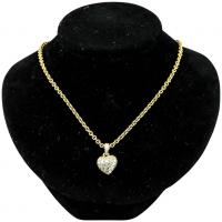 18k gold estate pavé diamond heart pendant necklace
