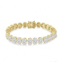9 1/2 Ctw Round Cut Diamond Lovebright Bracelet in 14K Yellow Gold