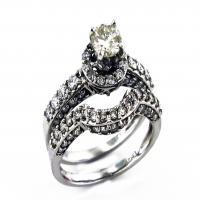 14kt diamond semi-mounting bridal ring set