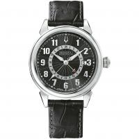 ulova accutron gemini black leather watch 63b012