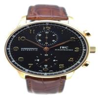 IWC 18K Rose Gold Portuguese Chronograph Automatic - Black Dial - Ref. IW3714-15