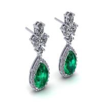Natural Emerald and Diamond Earrings
