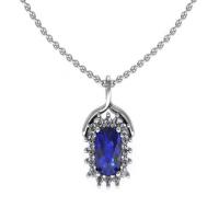 Cushion Sapphire and Diamond Necklace