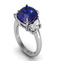 Sapphire and Half Moon Ring
