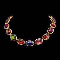 14k yellow gold mulit-colored tourmaline necklace