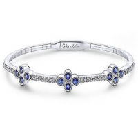 Gabriel & Co. - Colored Stone Clover Bangle Bracelet