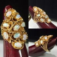 14kt yellow gold opal waterfall ring