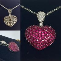 ruby/diamond effy heart pendant with chain