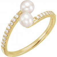 14K Yellow Freshwater Cultured Pearl & 1/6 CTW Diamond Bypass Ring