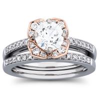 7/8 carat diamond halo wedding set in 14k gold