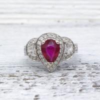 pear shaped ruby and diamond ring