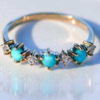 turquoise and white zircon ring