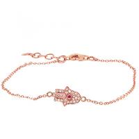 Pave set round diamond with pink sapphire center religious bracelet