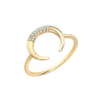 celestial crescent 14k yellow gold & diamond ring
