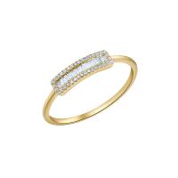 14k yellow gold & diamond baguette bar ring