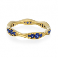 GOLD AND SAPPHIRE WAVES BAND RING