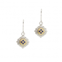 SILVER AND GOLD SAPPHIRE EAST AND WEST EARRINGS