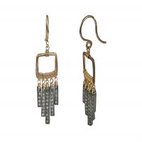 14K Yellow Gold, Oxidized Sterling Silver and Diamond Earrings